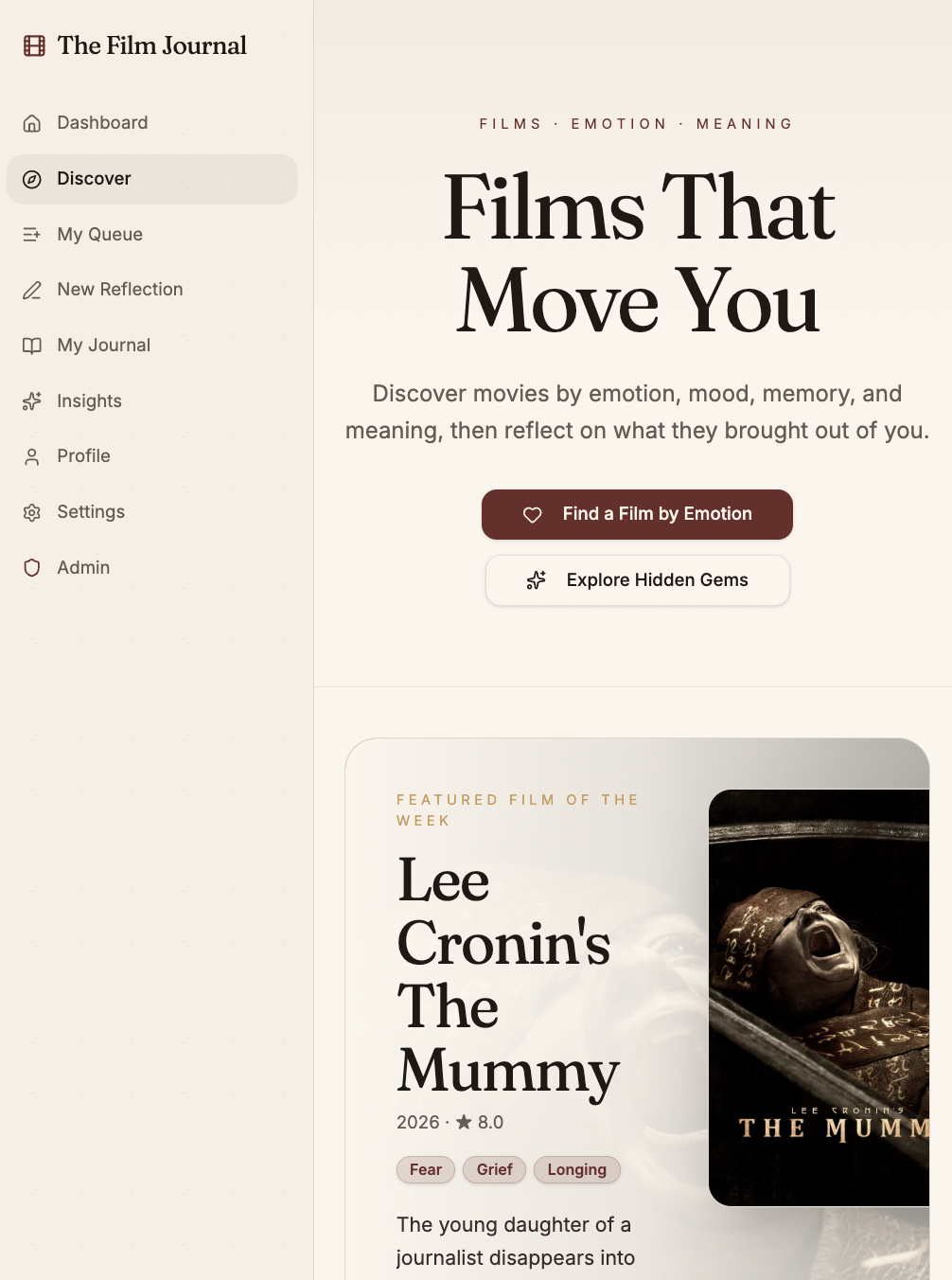 Film Journal discover experience